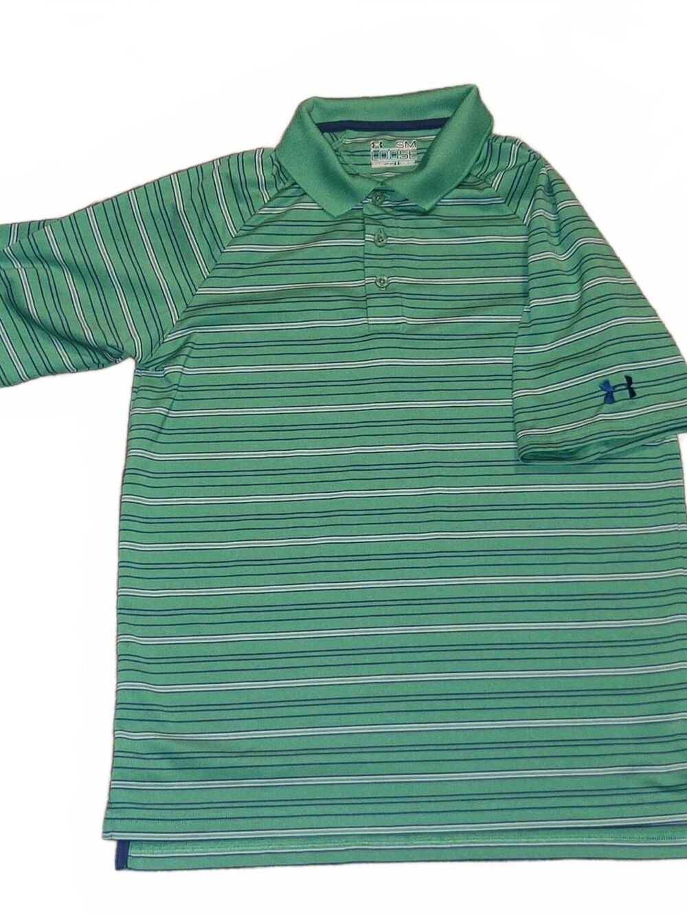 Under Armour UA Tech Polo Men’s Small Green HeatGear Loose Fit Golf Shirt